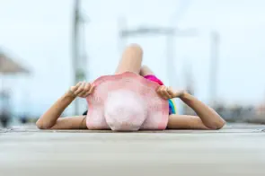 woman relaxing on her back