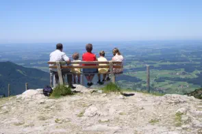 Family enjoying a mountain view